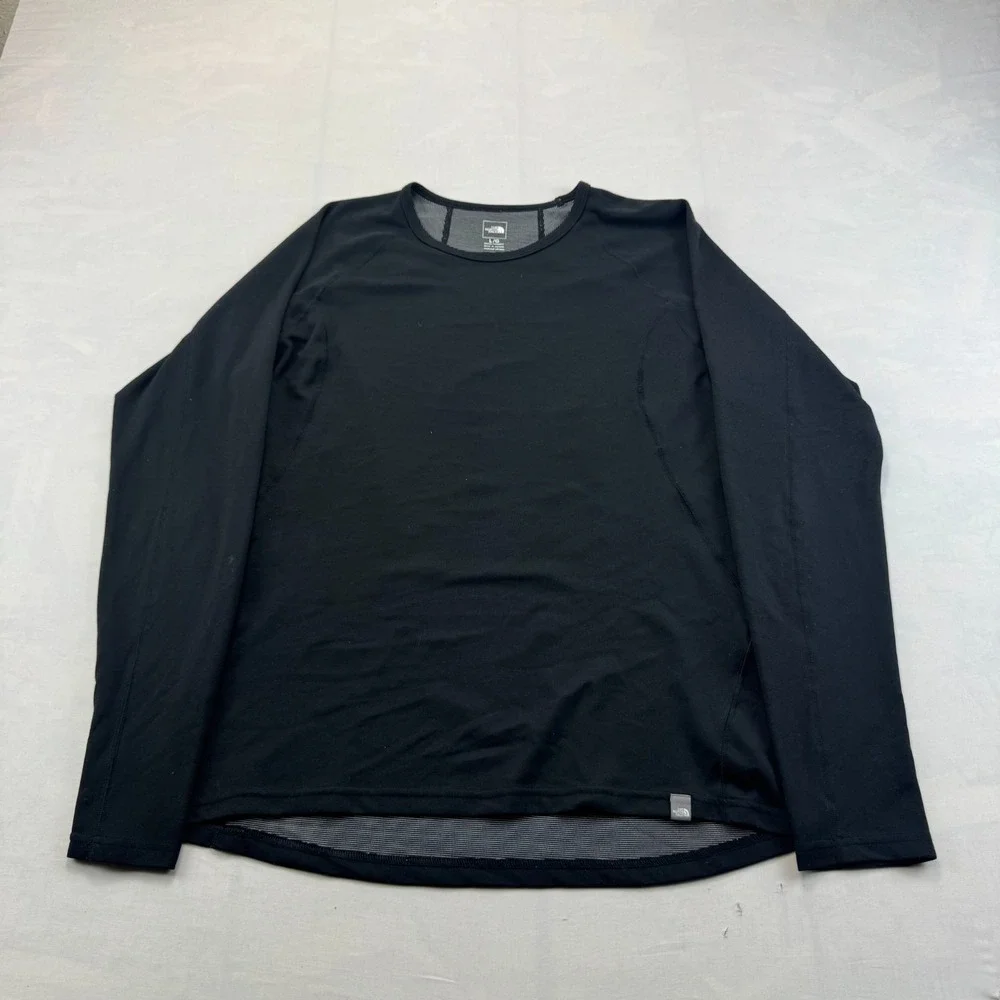The North Face Running Shirt Mens L Black FlashDry Athletic Long Sleeve Pullover